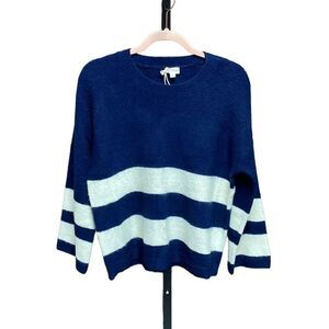 Hem & Thread Navy & Cream Bell Sleeve Sweater Size Small NWT